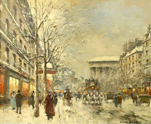 The Boulevard de la Madeleine under snow - Antoine Blanchard