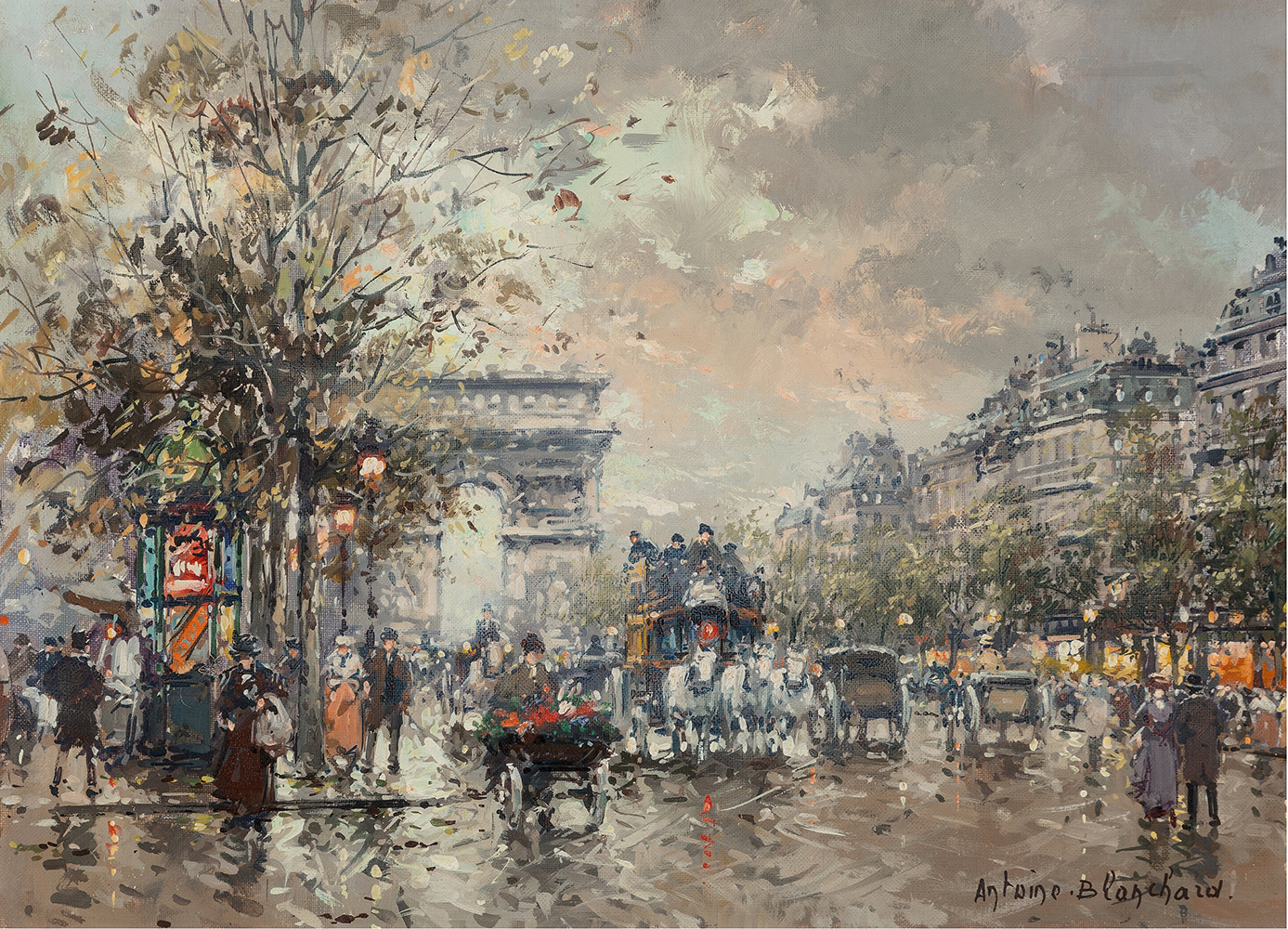Arc de Triomphe et Avenue des Champs-Élysées à Paris en 1900 - Antoine Blanchard