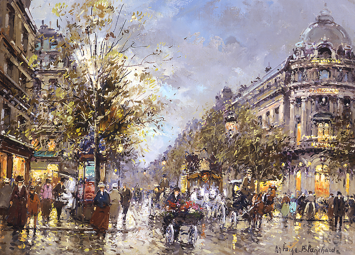 oil painting of the vaudville theater in paris