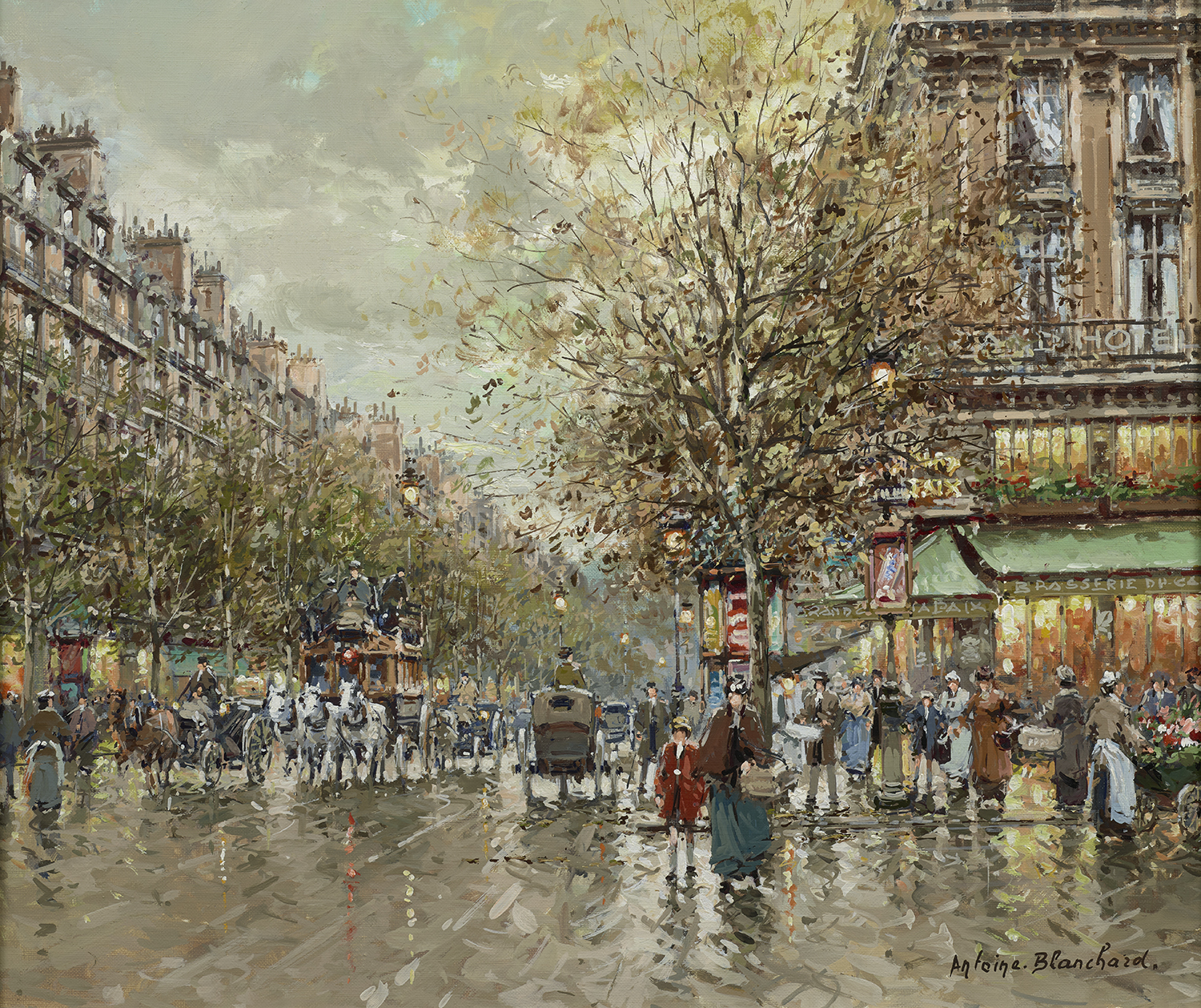painting by antoine blanchard of cafe de la paix in paris