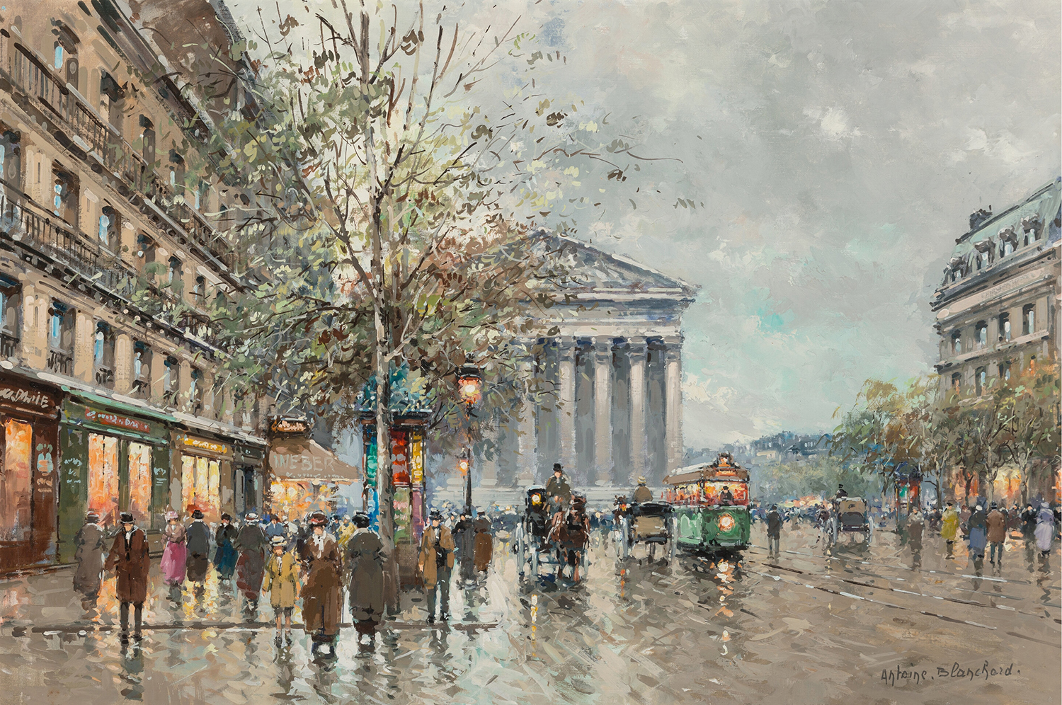 painting by antoine blanchard of the Madeleine in paris